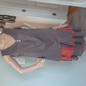 MISSLOOK Gray and Red Layered Dress